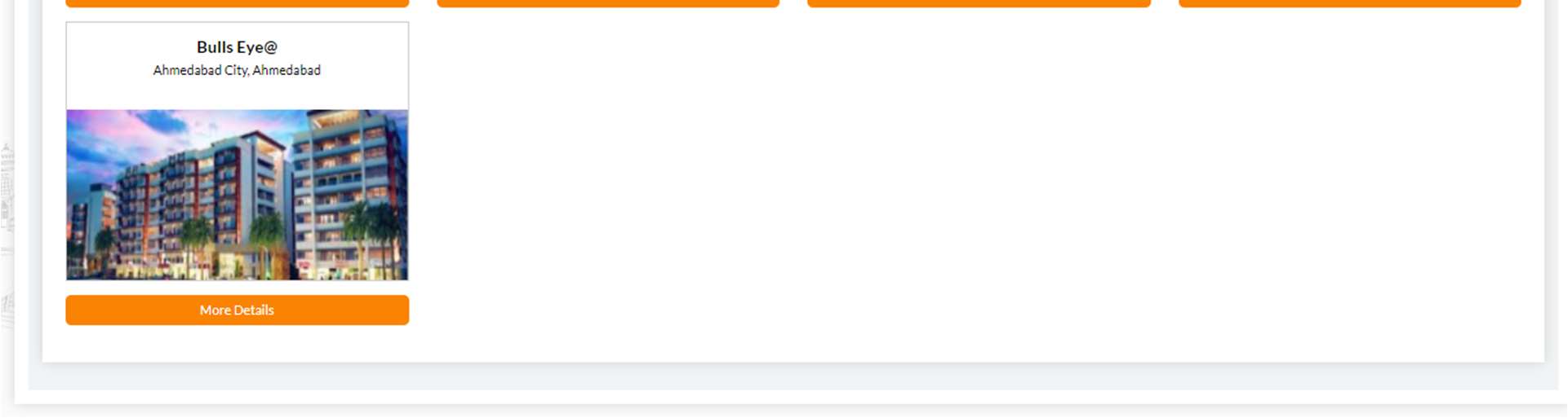 GujRERA Allottee Dashboard showing Bulls Eye@ project card from Ahmedabad City with More Details orange button